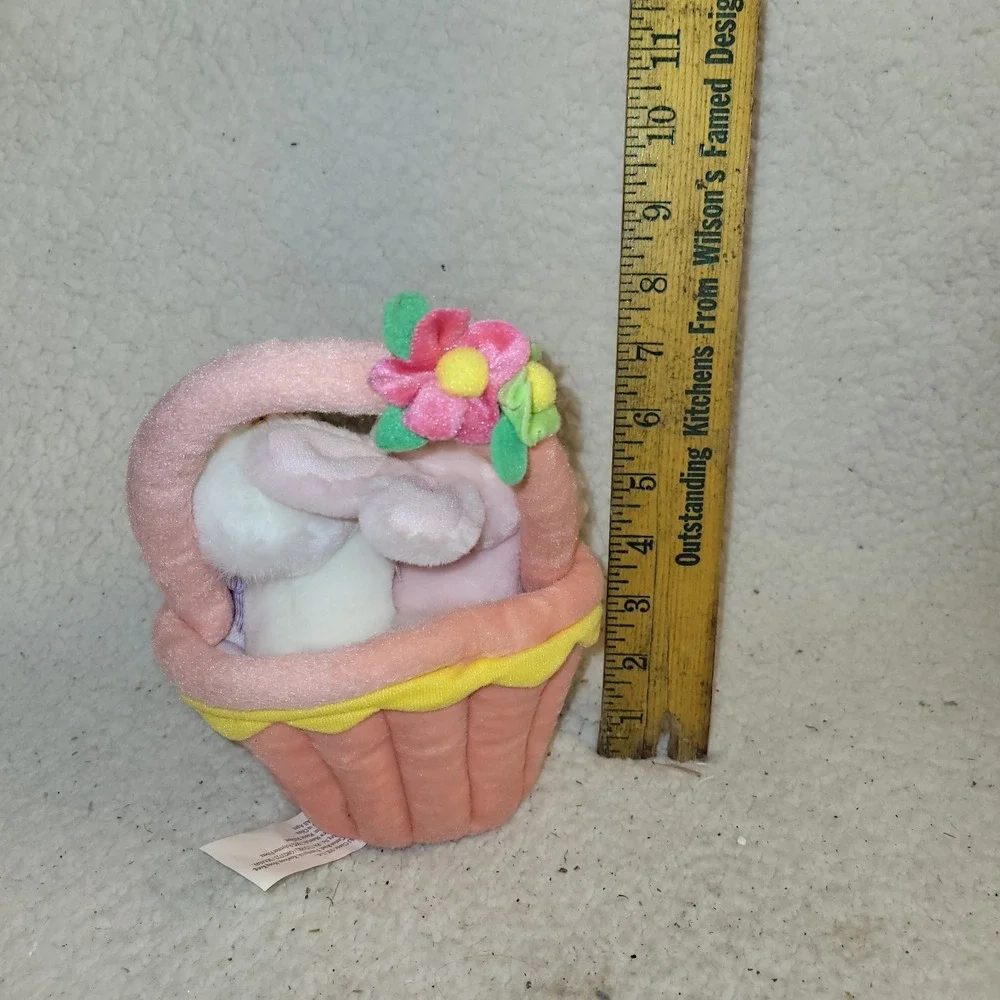 Vintage Style Easter Plush Bunny‎ Duck Basket Set Spring Pastel Decor Small...